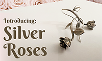 ad for rose shaped silver earings
