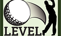 logo featuring a glolfer hitting a golf ball